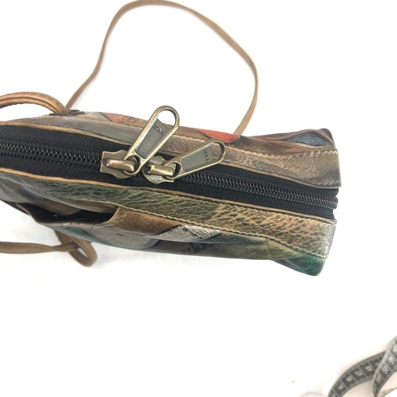 Anuschka Women's Hand Painted Leather Multicolored Crossbody Bag. - Picture 7 of 16